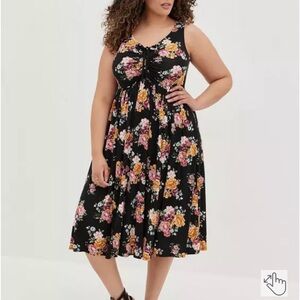 Torrid black floral midi dress